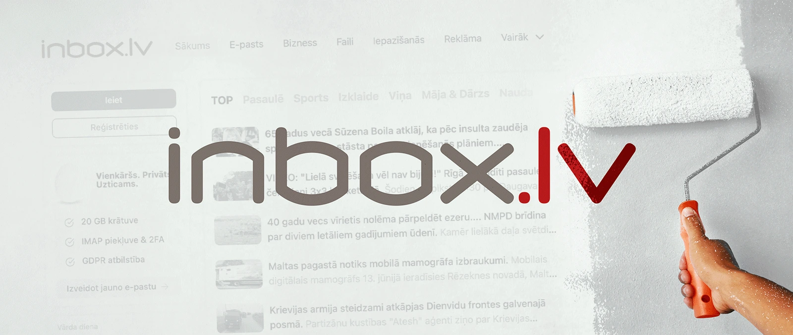 Inbox.lv homepage redesign with new simplified layout