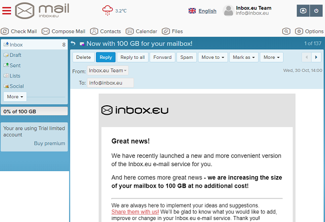 Inbox.eu 100 GB!