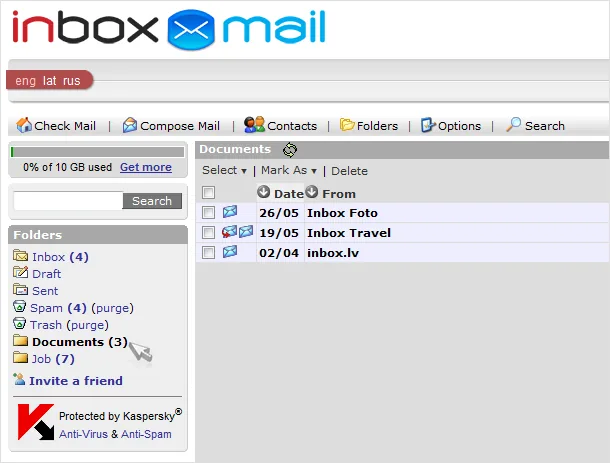 Unread mail depiction in folders
