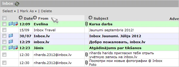 Spell-checking and new sorting of letters in Inbox Mail