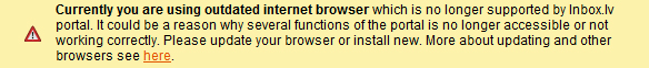 Inbox.lv stops support for Internet Explorer 8 (IE8) browser