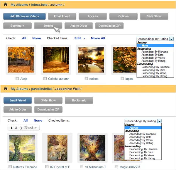 Manual photo sorting in Inbox Foto