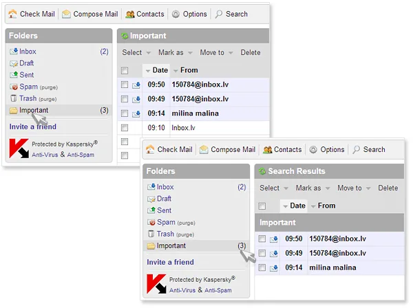 Inbox Mail: view all unread messages in a folder