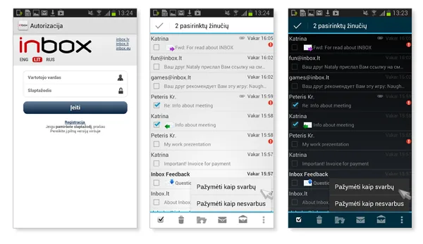 Mobile application for Inbox.lt users