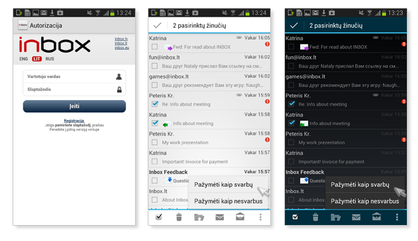Mobile application for Inbox.lt users