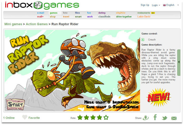 Control buttons and game description in Inbox Games section!