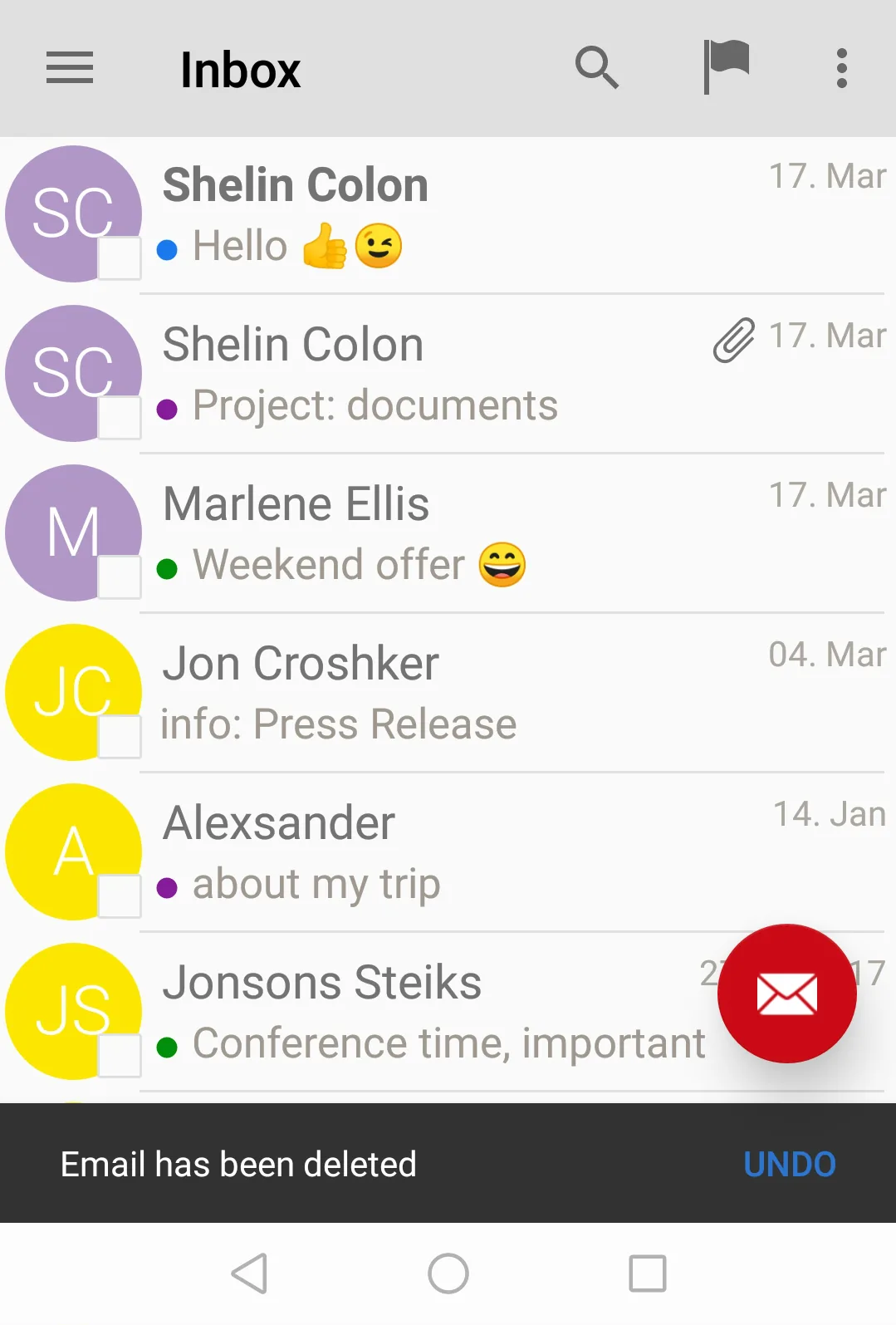 New Swipe realization in the mobile version of Inbox.lv mail for Android phones!